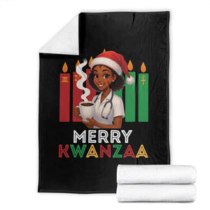 Merry Kwanzaa Throw Blanket Nurse African American Holiday Celebration Gift - Print Your Wear