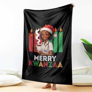 Merry Kwanzaa Throw Blanket Nurse African American Holiday Celebration Gift - Print Your Wear