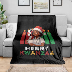 Merry Kwanzaa Throw Blanket Nurse African American Holiday Celebration Gift - Print Your Wear
