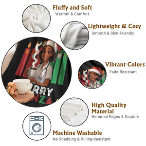 Merry Kwanzaa Throw Blanket Nurse African American Holiday Celebration Gift - Print Your Wear