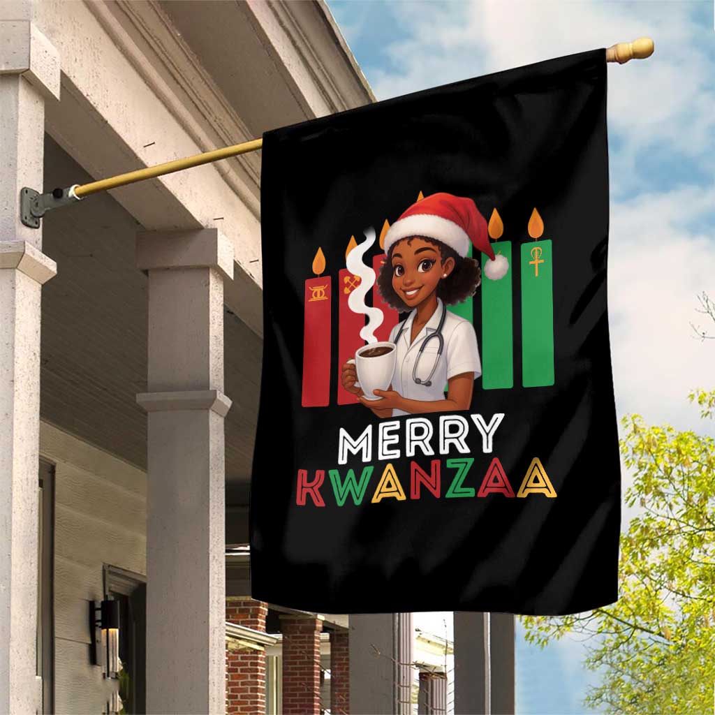 Merry Kwanzaa Garden Flag Nurse African American Holiday Celebration Gift - Print Your Wear
