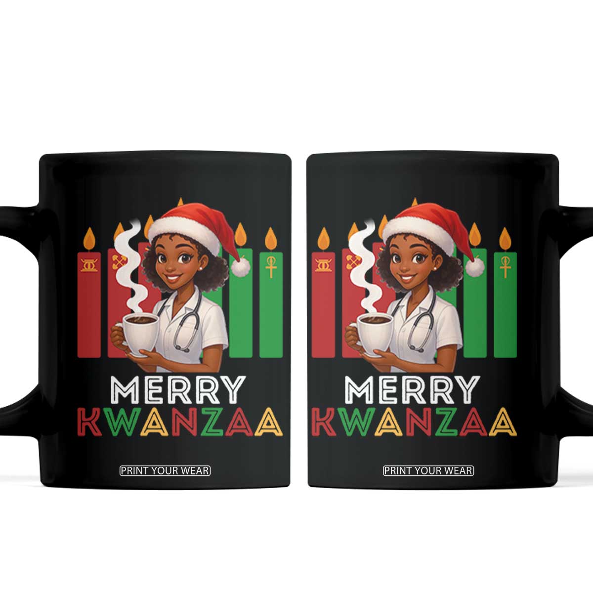 Merry Kwanzaa Coffee Mug Nurse African American Holiday Celebration Gift - Print Your Wear