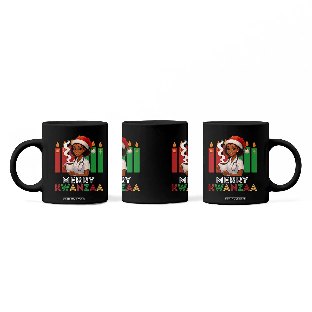 Merry Kwanzaa Coffee Mug Nurse African American Holiday Celebration Gift - Print Your Wear