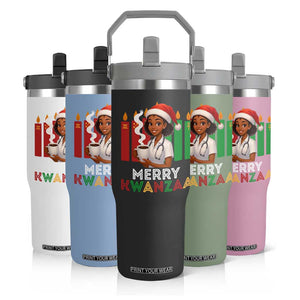Merry Kwanzaa Flip Straw Tumbler Nurse African American Holiday Celebration Gift - Print Your Wear