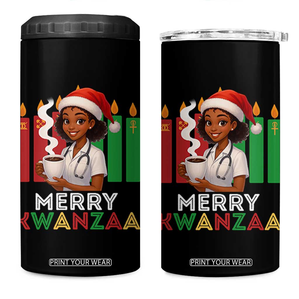 Merry Kwanzaa 4 in 1 Can Cooler Tumbler Nurse African American Holiday Celebration Gift TS12 One Size: 16 oz Black Print Your Wear