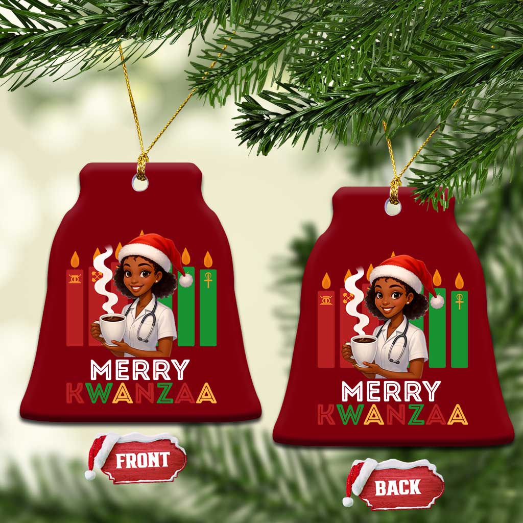 Merry Kwanzaa Ceramic Ornament Nurse African American Holiday Celebration Gift - Print Your Wear