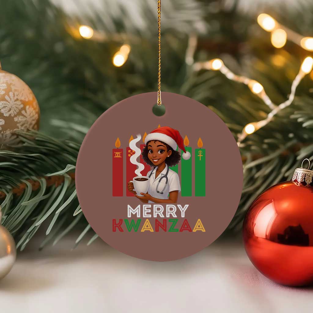 Merry Kwanzaa Ceramic Ornament Nurse African American Holiday Celebration Gift - Print Your Wear