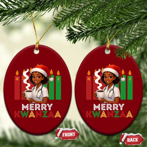 Merry Kwanzaa Ceramic Ornament Nurse African American Holiday Celebration Gift - Print Your Wear