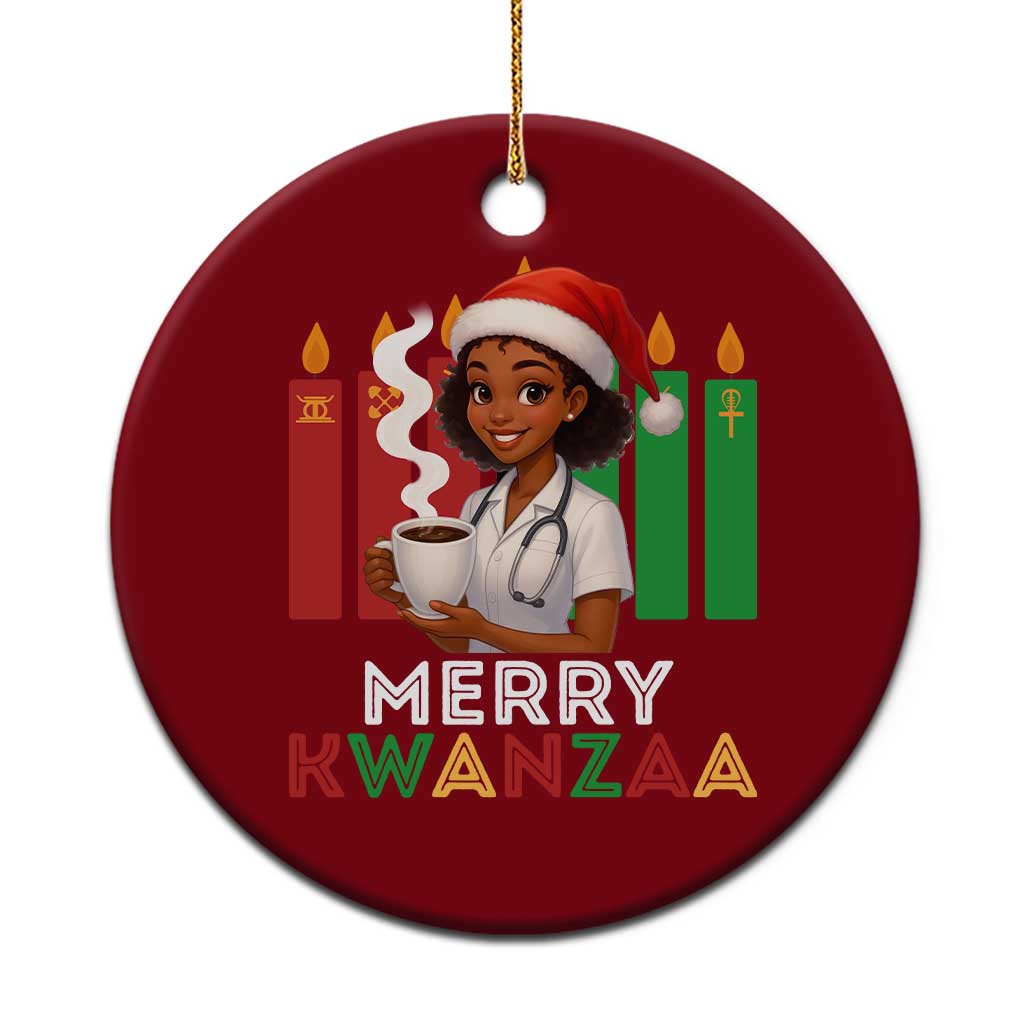 Merry Kwanzaa Ceramic Ornament Nurse African American Holiday Celebration Gift - Print Your Wear