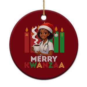 Merry Kwanzaa Ceramic Ornament Nurse African American Holiday Celebration Gift - Print Your Wear
