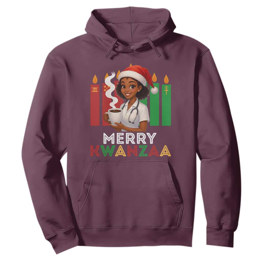 Merry Kwanzaa Hoodie Nurse African American Holiday Celebration Gift TS12 Maroon Print Your Wear