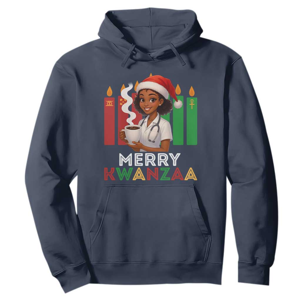 Merry Kwanzaa Hoodie Nurse African American Holiday Celebration Gift TS12 Navy Print Your Wear