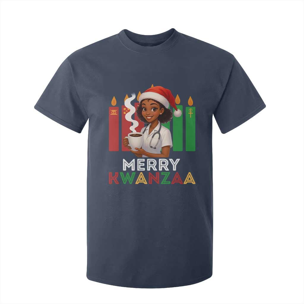 Merry Kwanzaa T Shirt For Kid Nurse African American Holiday Celebration Gift TS12 Navy Print Your Wear