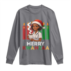 Merry Kwanzaa Long Sleeve Shirt Nurse African American Holiday Celebration Gift TS12 Charcoal Print Your Wear