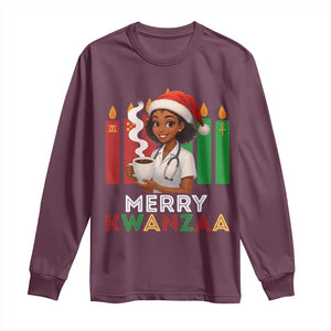 Merry Kwanzaa Long Sleeve Shirt Nurse African American Holiday Celebration Gift TS12 Maroon Print Your Wear
