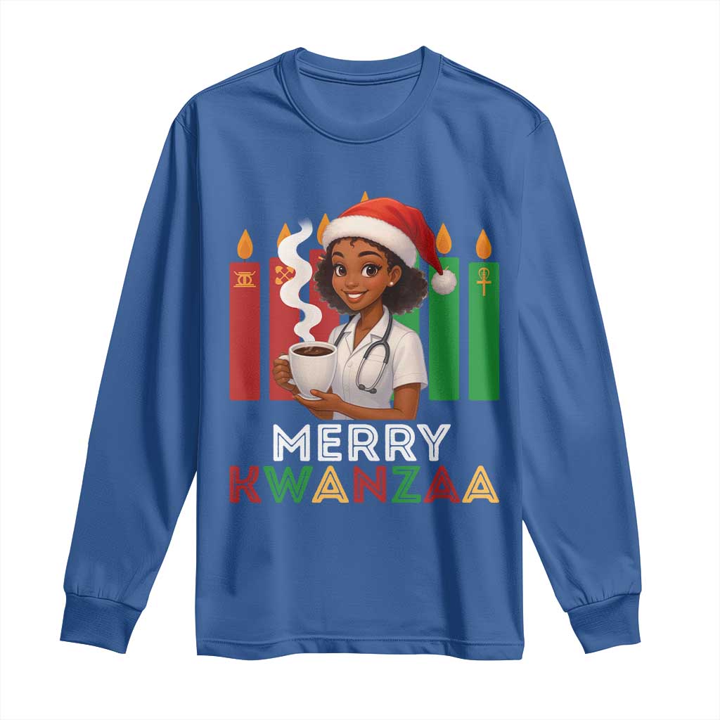 Merry Kwanzaa Long Sleeve Shirt Nurse African American Holiday Celebration Gift TS12 Royal Blue Print Your Wear