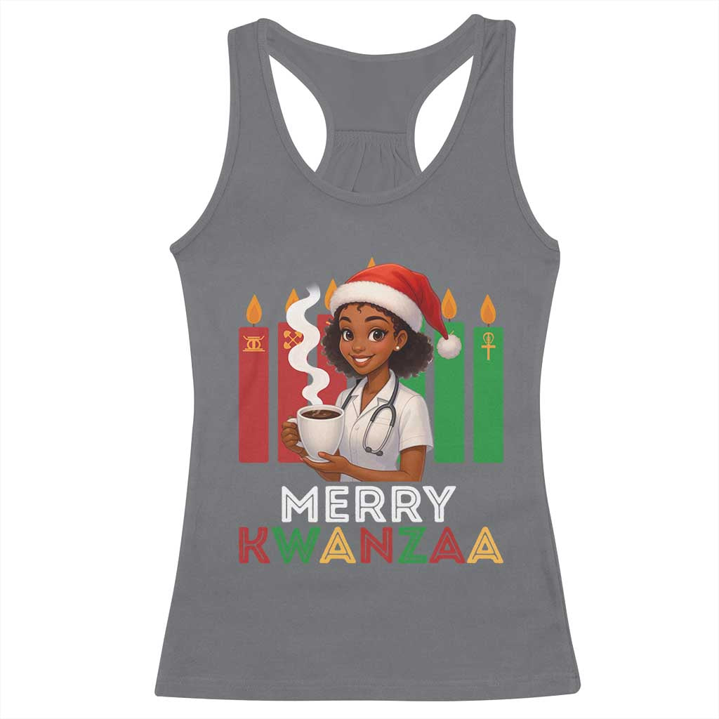 Merry Kwanzaa Racerback Tank Top Nurse African American Holiday Celebration Gift TS12 Charcoal Print Your Wear