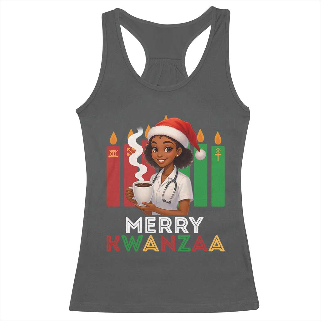 Merry Kwanzaa Racerback Tank Top Nurse African American Holiday Celebration Gift TS12 Dark Heather Print Your Wear