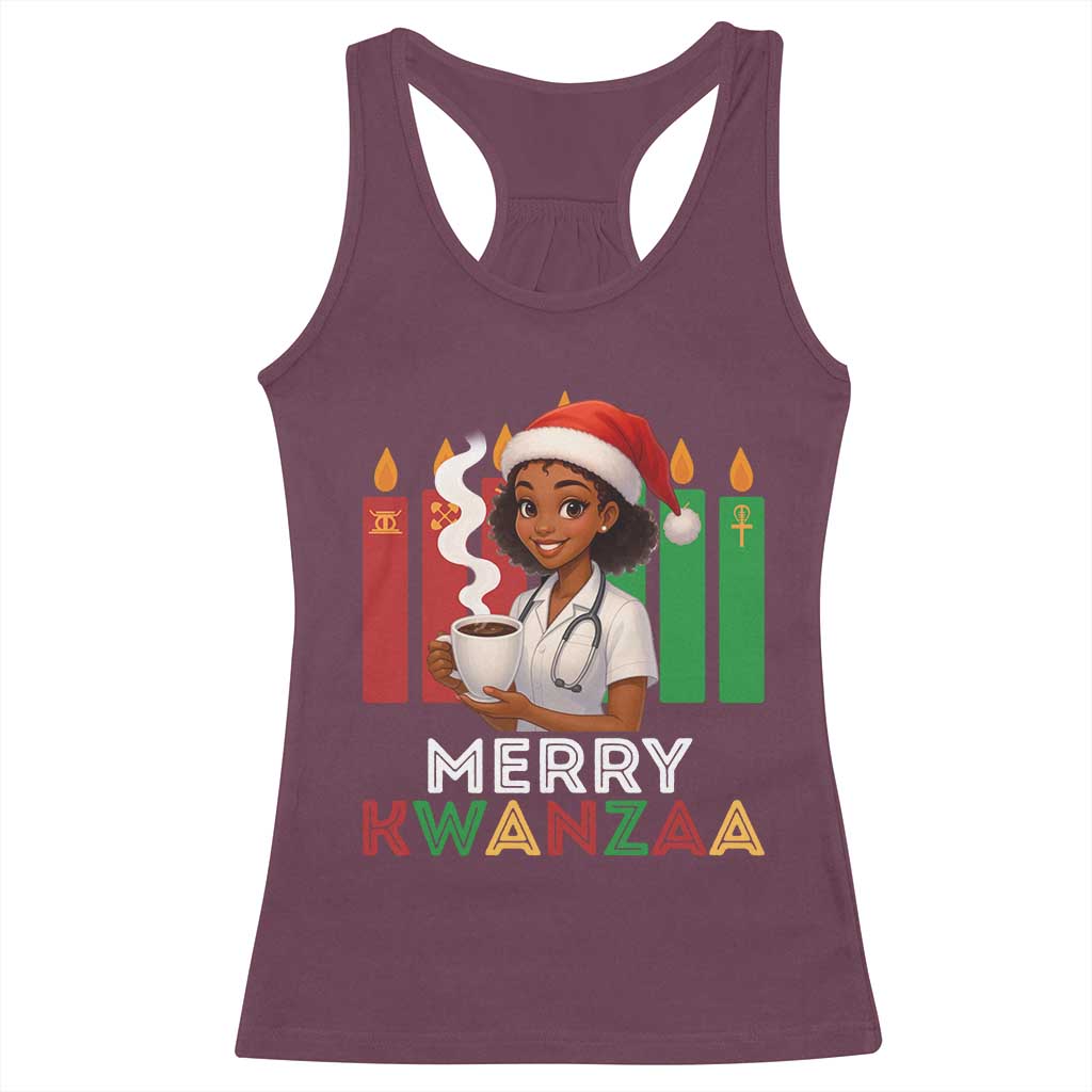 Merry Kwanzaa Racerback Tank Top Nurse African American Holiday Celebration Gift TS12 Maroon Print Your Wear