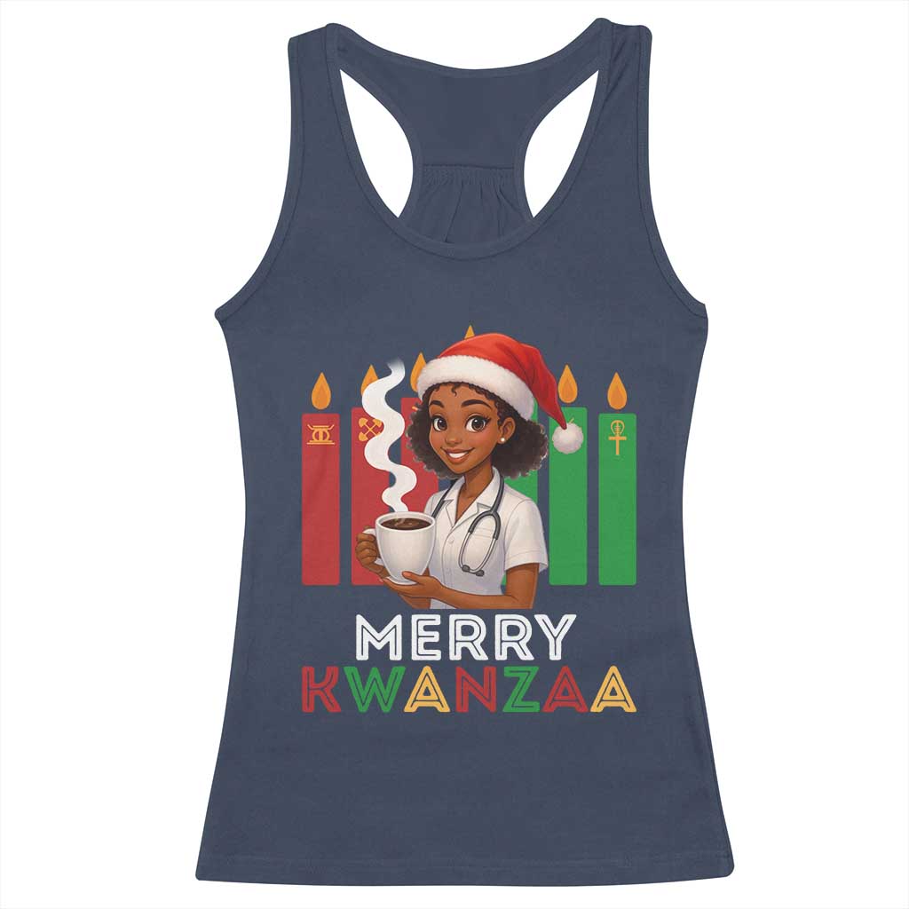 Merry Kwanzaa Racerback Tank Top Nurse African American Holiday Celebration Gift TS12 Navy Print Your Wear