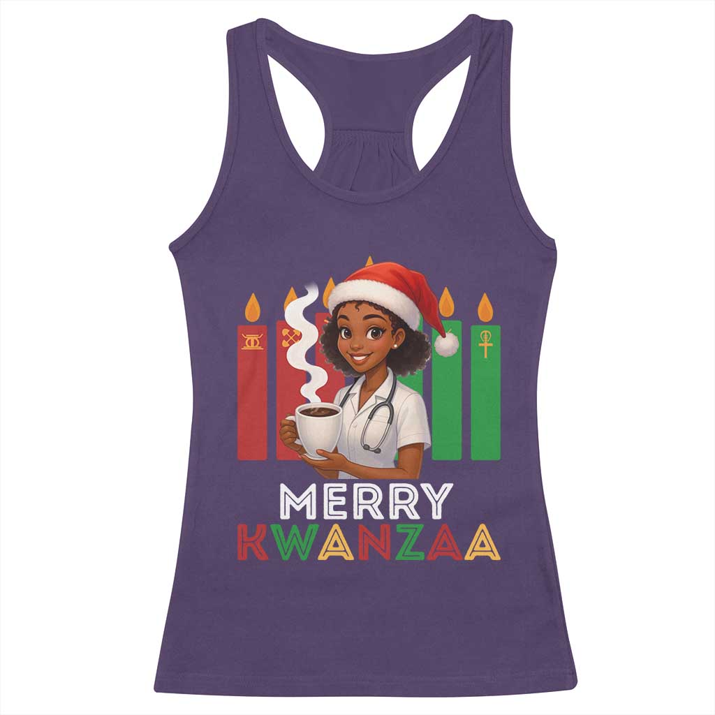 Merry Kwanzaa Racerback Tank Top Nurse African American Holiday Celebration Gift TS12 Purple Print Your Wear