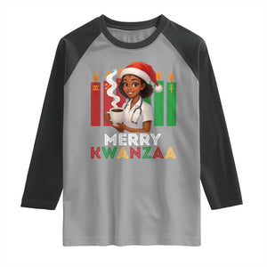 Merry Kwanzaa Raglan Shirt Nurse African American Holiday Celebration Gift TS12 Sport Gray Black Print Your Wear