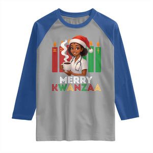 Merry Kwanzaa Raglan Shirt Nurse African American Holiday Celebration Gift TS12 Sport Gray Royal Print Your Wear