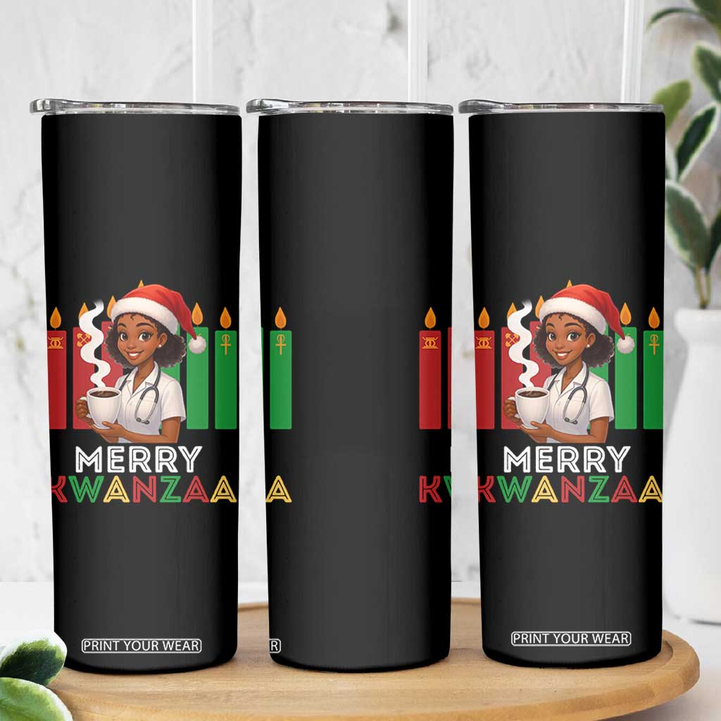 Merry Kwanzaa Skinny Tumbler Nurse African American Holiday Celebration Gift - Print Your Wear