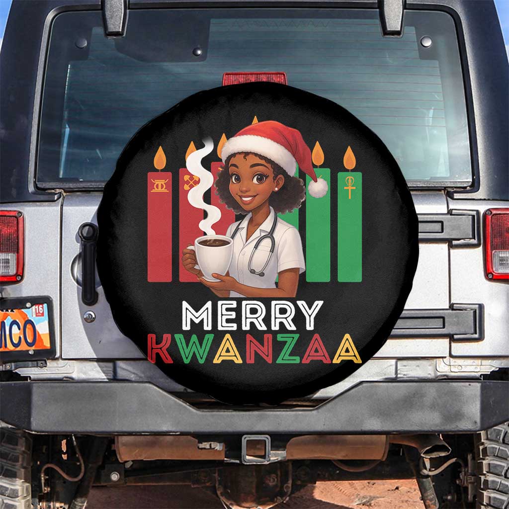 Merry Kwanzaa Spare Tire Cover Nurse African American Holiday Celebration Gift - Print Your Wear