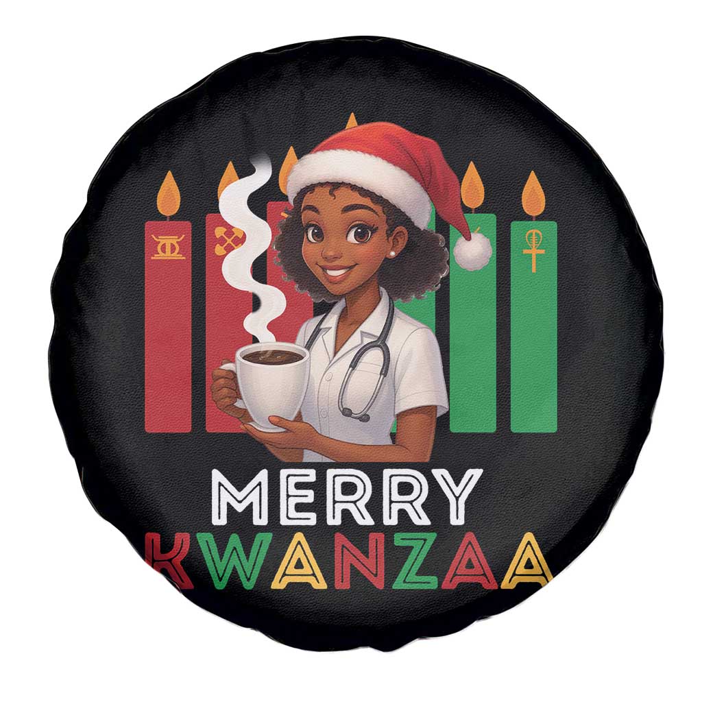 Merry Kwanzaa Spare Tire Cover Nurse African American Holiday Celebration Gift - Print Your Wear