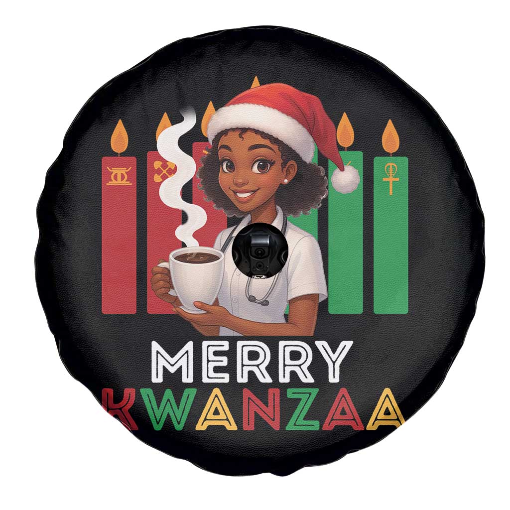 Merry Kwanzaa Spare Tire Cover Nurse African American Holiday Celebration Gift - Print Your Wear