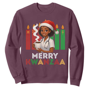 Merry Kwanzaa Sweatshirt Nurse African American Holiday Celebration Gift TS12 Maroon Print Your Wear