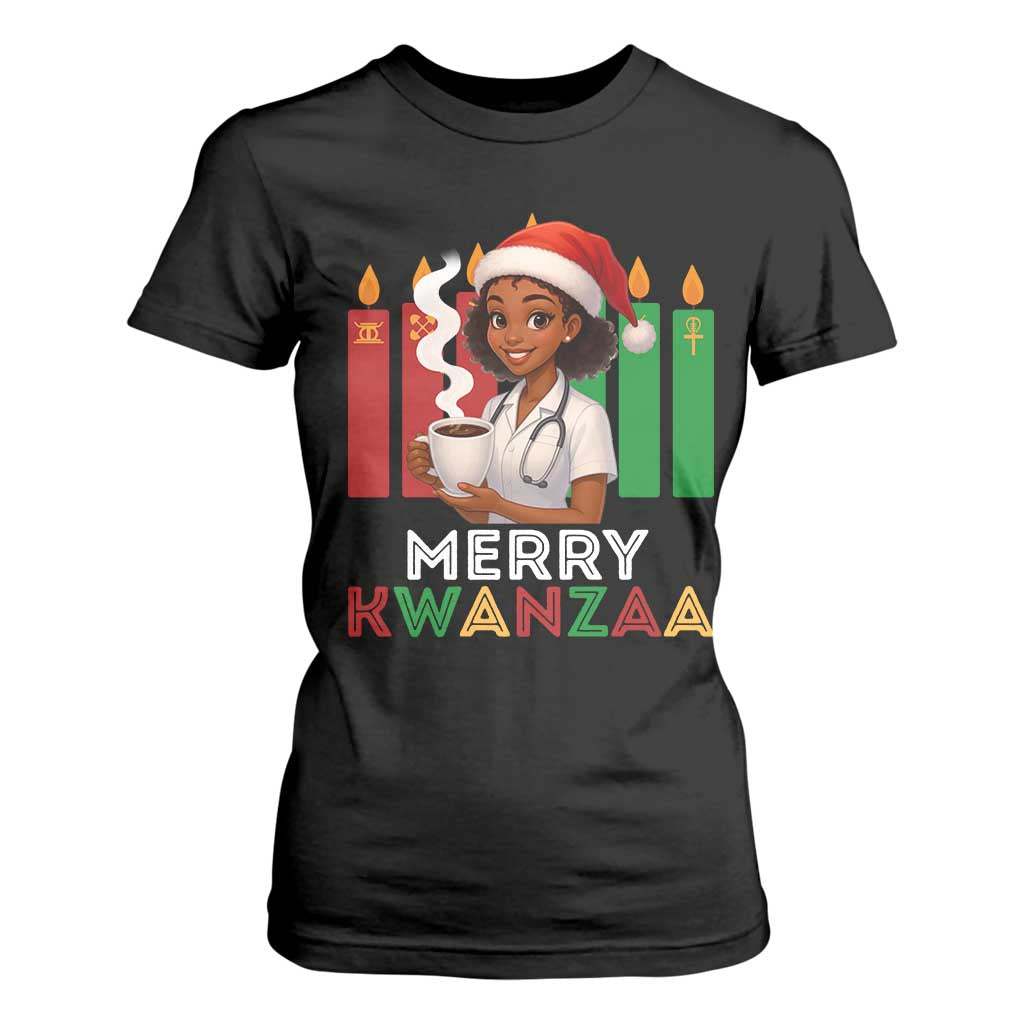 Merry Kwanzaa T Shirt For Women Nurse African American Holiday Celebration Gift TS12 Black Print Your Wear
