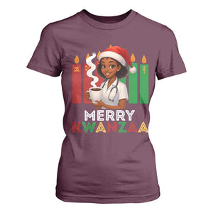 Merry Kwanzaa T Shirt For Women Nurse African American Holiday Celebration Gift TS12 Maroon Print Your Wear