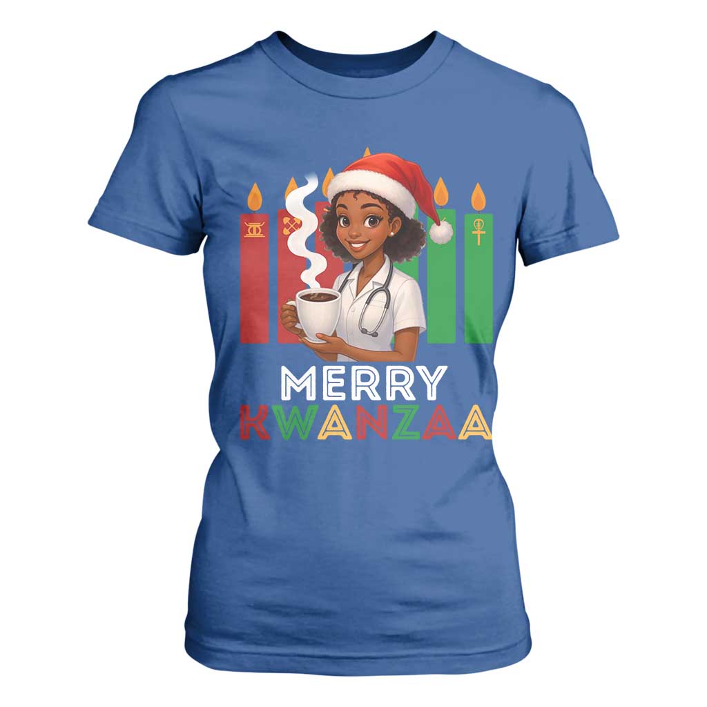 Merry Kwanzaa T Shirt For Women Nurse African American Holiday Celebration Gift TS12 Royal Blue Print Your Wear