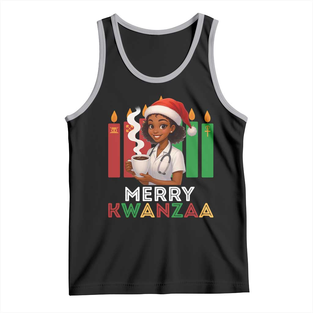 Merry Kwanzaa Tank Top Nurse African American Holiday Celebration Gift TS12 Black Athletic Heather Print Your Wear