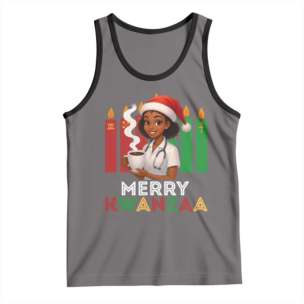 Merry Kwanzaa Tank Top Nurse African American Holiday Celebration Gift TS12 Deep Heather Black Print Your Wear