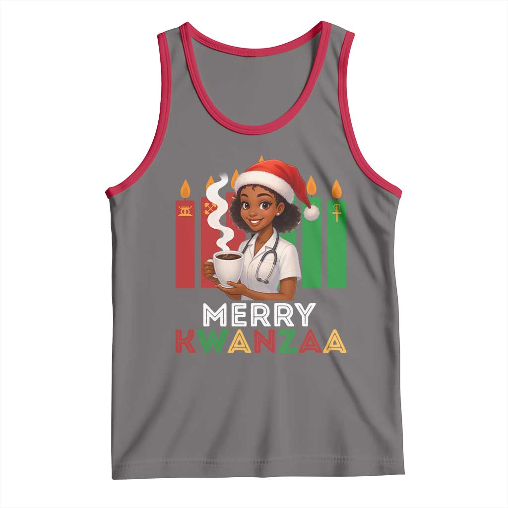 Merry Kwanzaa Tank Top Nurse African American Holiday Celebration Gift TS12 Deep Heather Red Print Your Wear