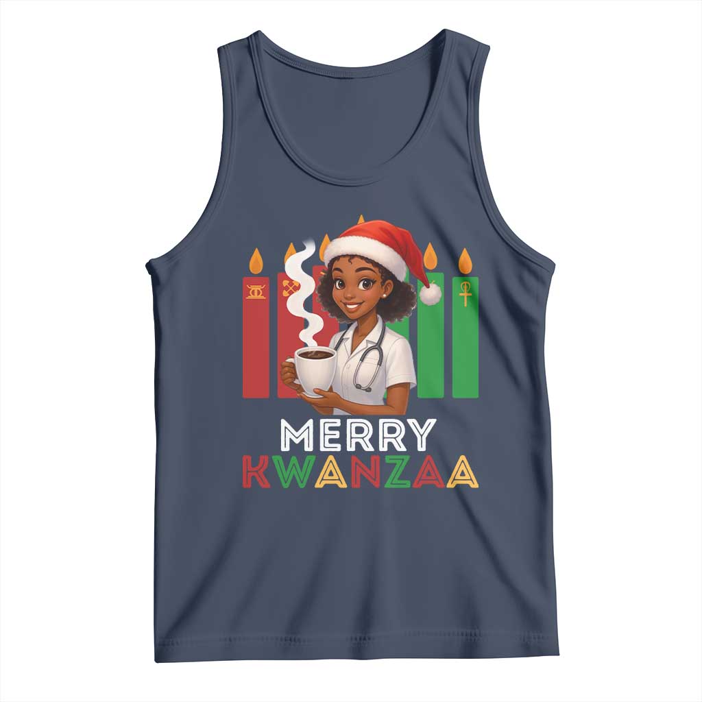 Merry Kwanzaa Tank Top Nurse African American Holiday Celebration Gift - Print Your Wear