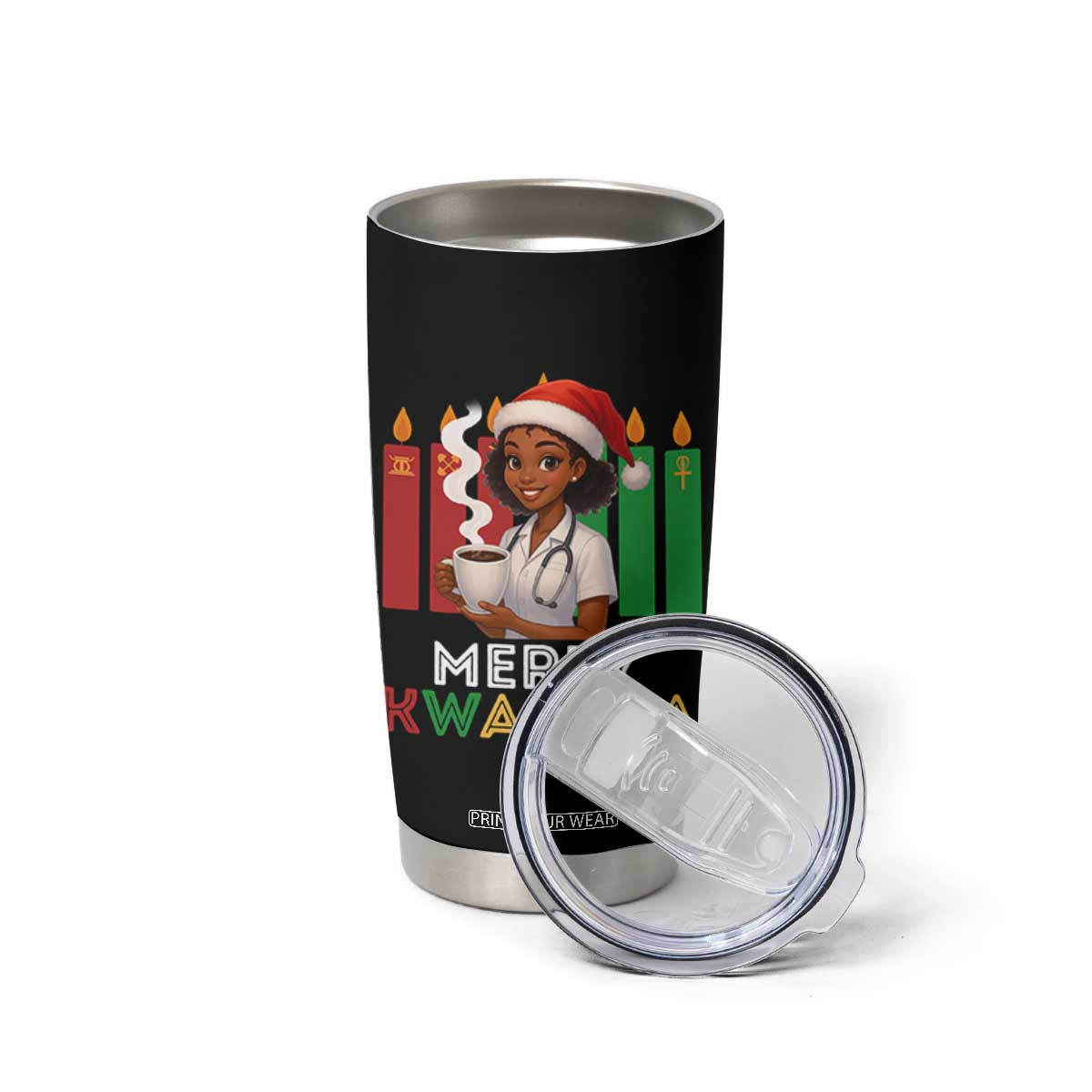 Merry Kwanzaa Tumbler Cup Nurse African American Holiday Celebration Gift - Print Your Wear