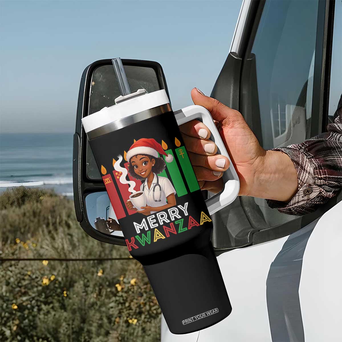 Merry Kwanzaa Tumbler With Handle Nurse African American Holiday Celebration Gift TS12 Print Your Wear
