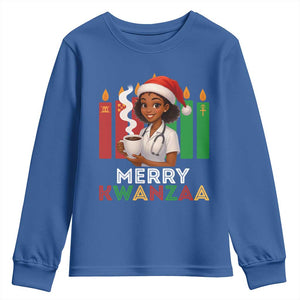 Merry Kwanzaa Youth Sweatshirt Nurse African American Holiday Celebration Gift TS12 Royal Blue Print Your Wear