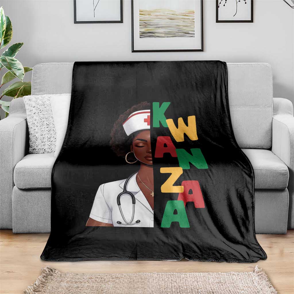African American Nurse Throw Blanket Joyful Kwanzaa Celebration Gift - Print Your Wear