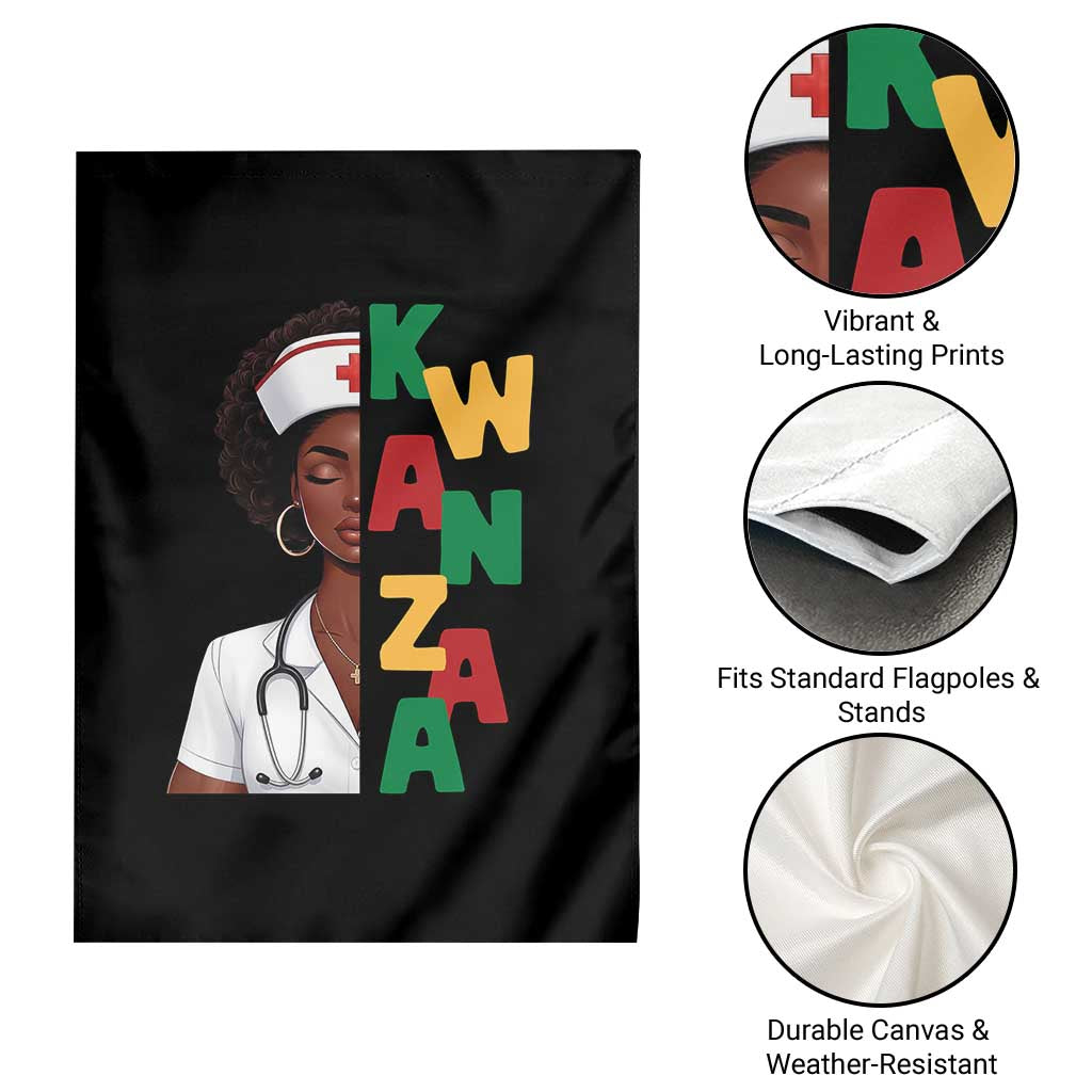 African American Nurse Garden Flag Joyful Kwanzaa Celebration Gift - Print Your Wear