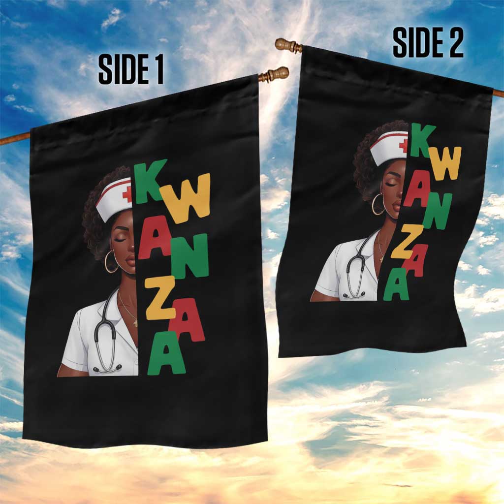 African American Nurse Garden Flag Joyful Kwanzaa Celebration Gift - Print Your Wear