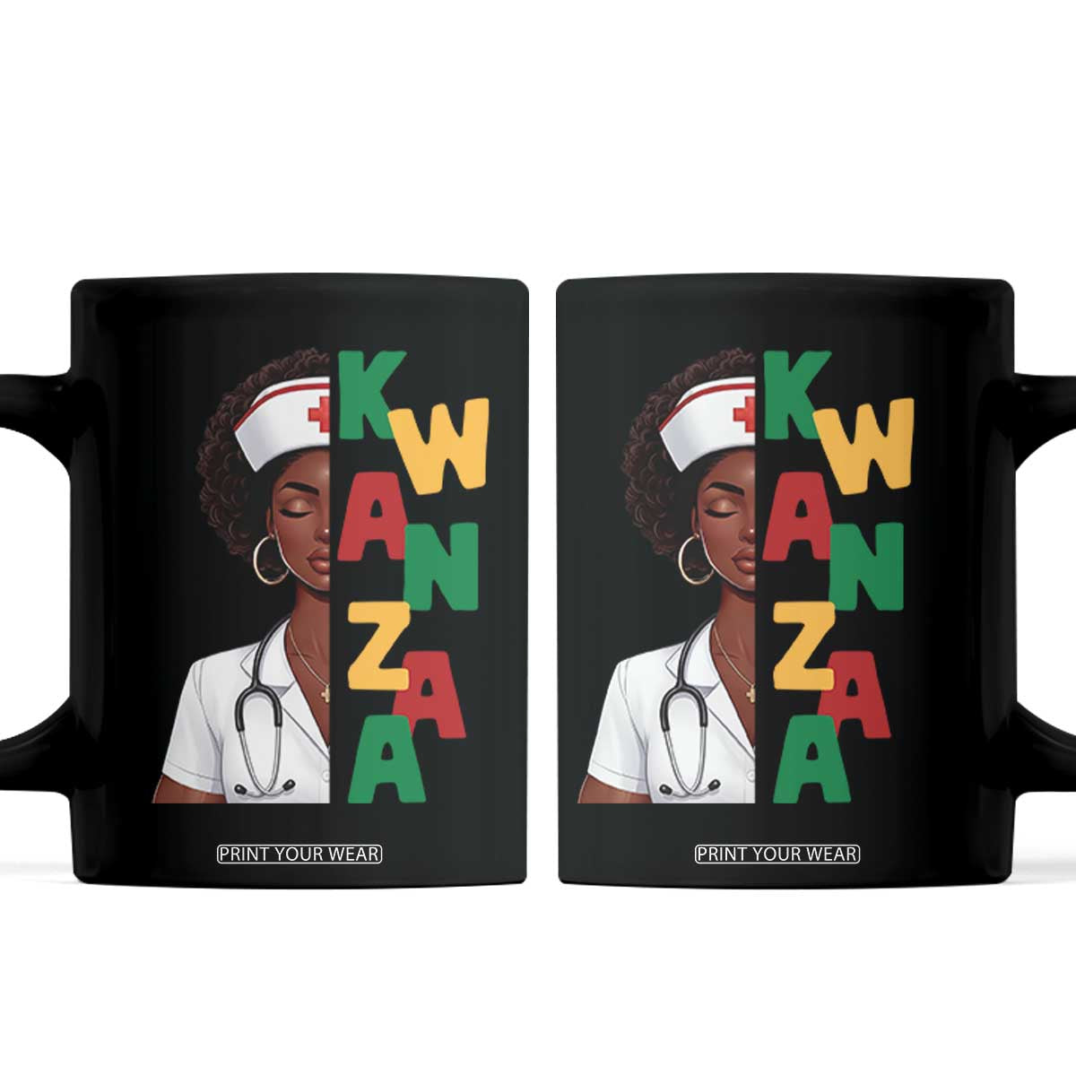 African American Nurse Coffee Mug Joyful Kwanzaa Celebration Gift TS12 Black Print Your Wear
