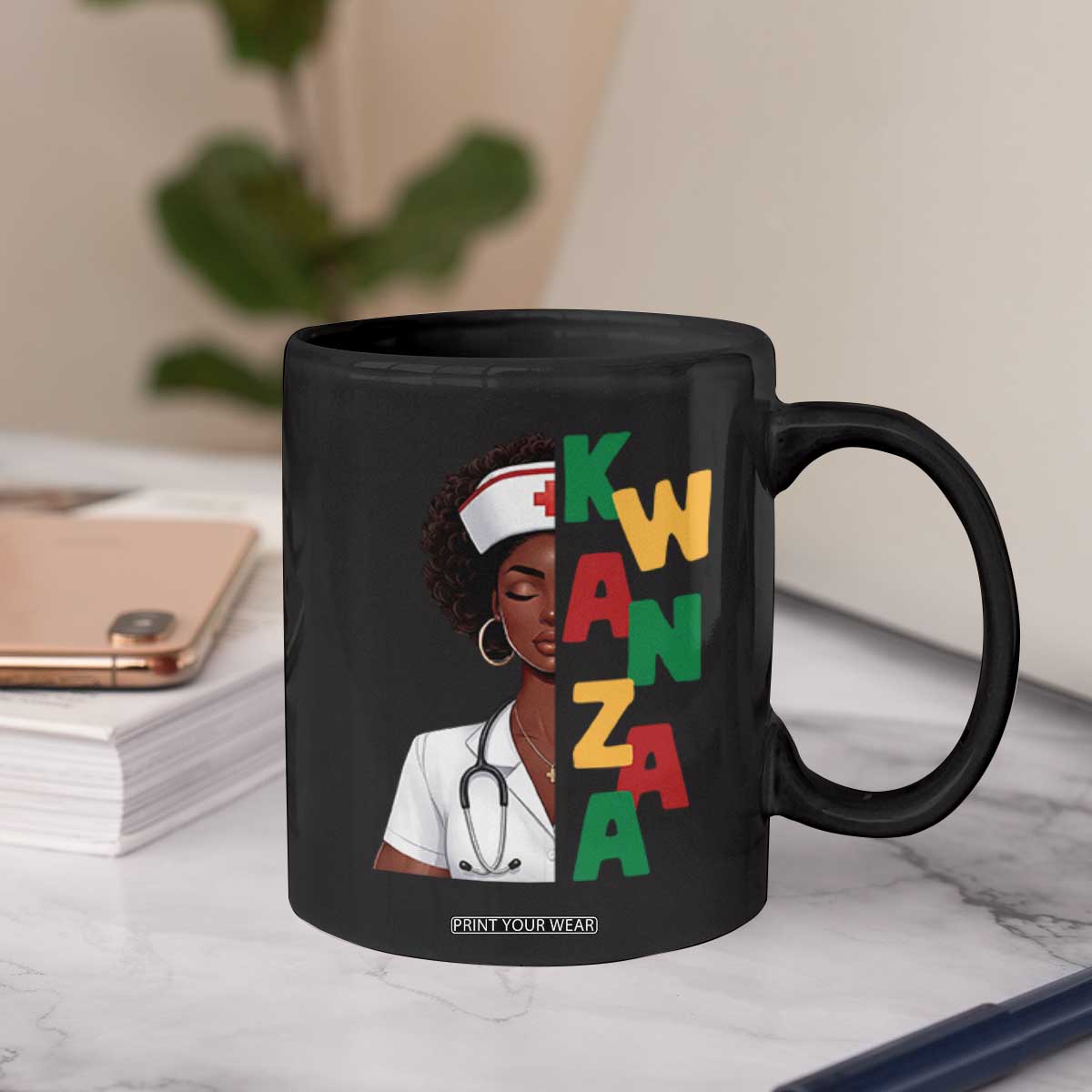 African American Nurse Coffee Mug Joyful Kwanzaa Celebration Gift - Print Your Wear