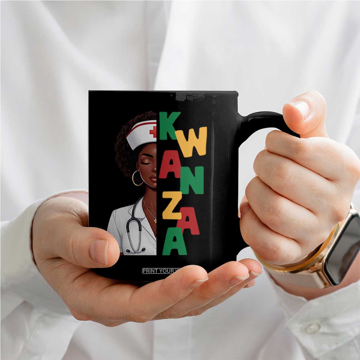 African American Nurse Coffee Mug Joyful Kwanzaa Celebration Gift - Print Your Wear