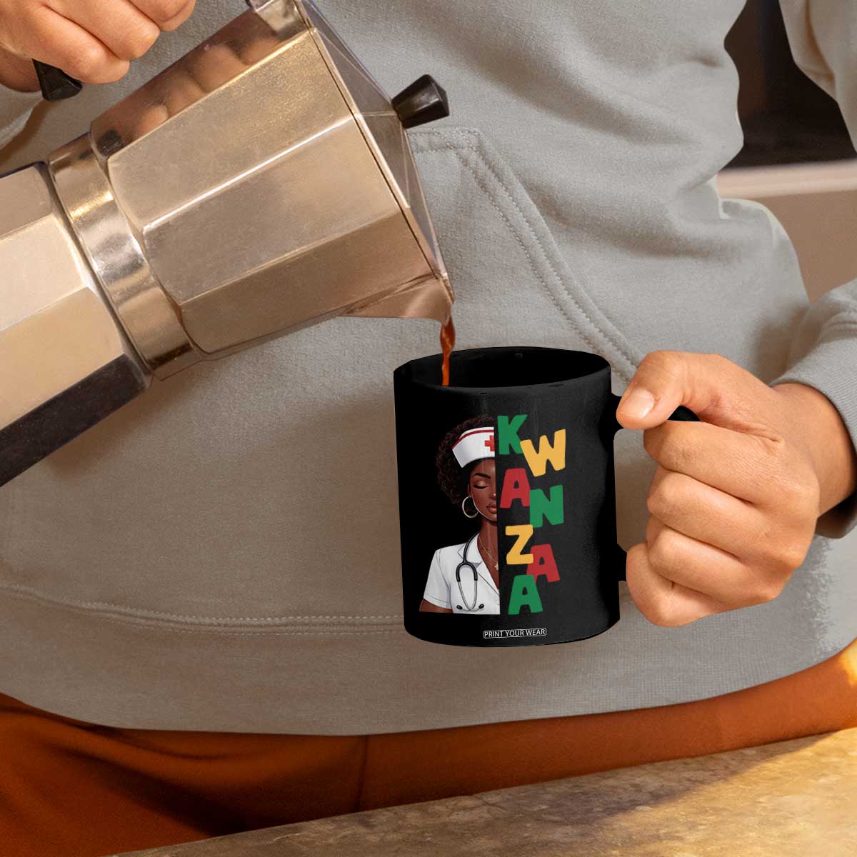 African American Nurse Coffee Mug Joyful Kwanzaa Celebration Gift - Print Your Wear