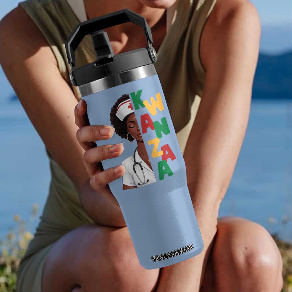 African American Nurse Flip Straw Tumbler Joyful Kwanzaa Celebration Gift - Print Your Wear